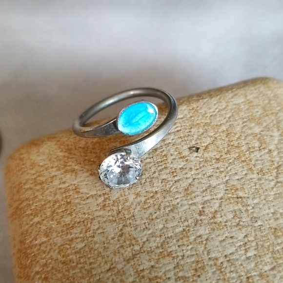 Religious Crossover ENAMEL & CZ ring - Picture 1 of 4